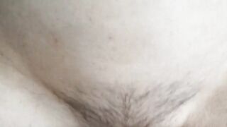Skinny MILF with hairy pussy rides dick till a squirting orgasm