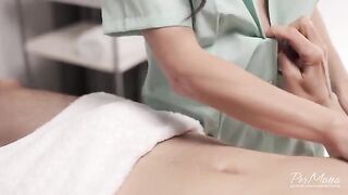A happy ending massage with a lot of oil on the body