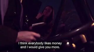 The guy finishes cum into the mouth of a shameless slut