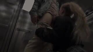 A hot teenage girl got stuck in the elevator and showed her body
