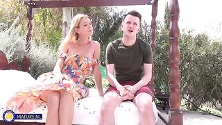 A hot blondie loves to suck dick and she does it with love in this outdoor scene