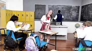 The exam is passed, and the girl is ready to do anything