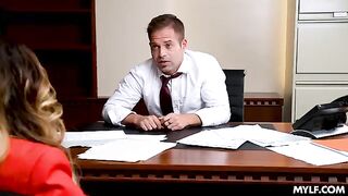 A hot MILF is having fun with her husband in the office