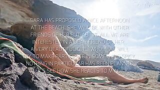 Two girls got fucked by a guy on a nude beach, barely avoiding getting caught