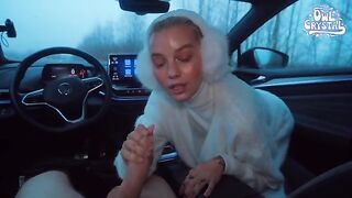 A beautiful and naughty girl fucks with a stranger in his car