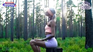 A beautiful girl was sucking her neighbor's cock in the forest, it was really intense