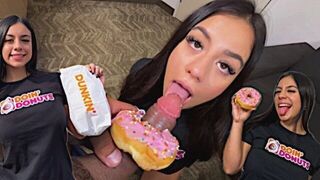 The man brought a special dessert for the hot 18-year-old Latina