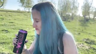 A sexy chick is having fun with her classmate in the forest