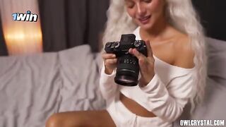 A beautiful girl gets a real cock in her hand for the first time