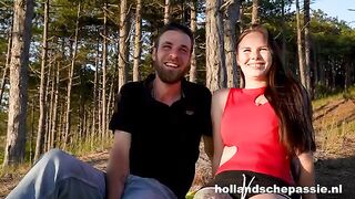 A girl is fucking in the forest because she loves nature very much