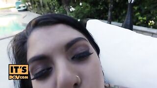 Petite teen Gina Valentina gets her ass pounded early in the morning