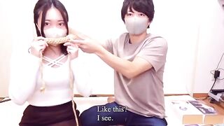 The girl was tied up with ropes and got fucked hard