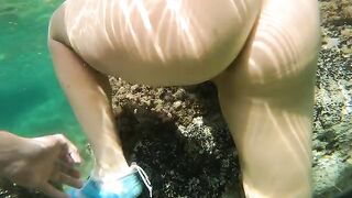 Crazy underwater sex with anal creampie in the water