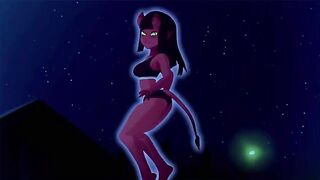 The young guy is fucking with a hot witch in a cartoon