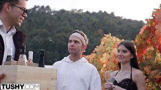 Stunning brunette Stefany gets her tight asshole gapped by TUSHY on holiday