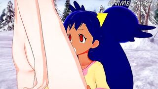 Iris, the Pokémon trainer, gets her pussy filled with cock in a steamy hentai scene