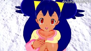 Iris, the Pokémon trainer, gets her pussy filled with cock in a steamy hentai scene