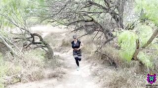 Sweaty workout and hardcore sex on the public trail