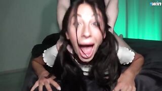 She’s ready to go - a man fucks her roughly in the ahegao pose