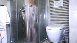 Instead of washing in the shower, the girl used her mouth