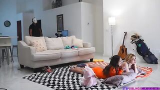 A group of girls are engaged in an intense and passionate activity together