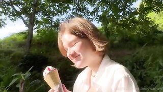 Don't lick the ice cream, my cock is way better!