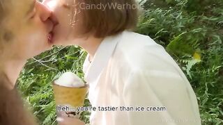 Don't lick the ice cream, my cock is way better!