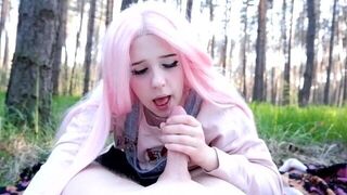 A girl with pink hair is always ready to pounce on a cock!