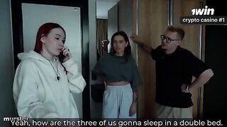 While my girlfriend is getting fucked, I calmly jerk off with my stepsis