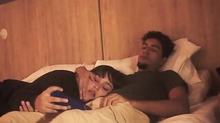 A blowjob on the bed, lazy but so deep that he trembles with pleasure