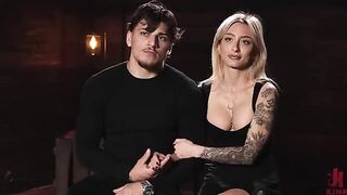 The blonde got tied up and her guy made her cum in a dominant act