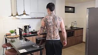 The coffee got cold while the busty MILF Monique finished up