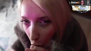 A girl in a fur coat has real, passionate sex on the street