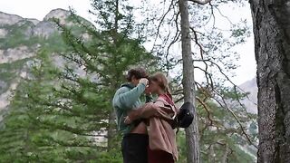 The couple has sex right in the forest