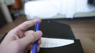 A girl allowed a guy to push his cock in her mouth during a business trip