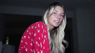 A cute amateur couple enjoy each other’s company before bedtime