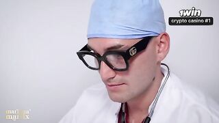 A doctor's medical exam turns into a rough threesome sex session