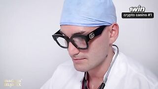 A doctor's medical exam turns into a rough threesome sex session