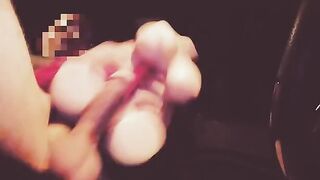 A girl with a silicone pussy gets fucked hard in the car, moaning loud