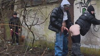 The girl was fucked outdoors by a stranger