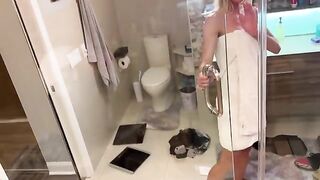Hot step mom Renee Rose shares cock with her girlfriend in sauna