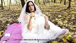 A white dress can be removed, but the cock should remain in place