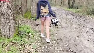 A girl was fucking in the forest, her moans echoing the wind