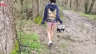 A girl was fucking in the forest, her moans echoing the wind