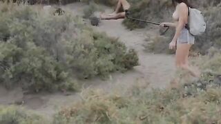 Babe fucked by a huge dick on the public beach