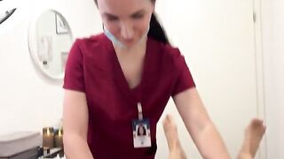 A hot nurse performs a blowjob after a waxing procedure in the spa