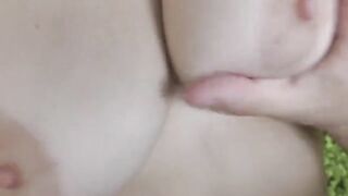 Busty blonde with blue eyes gets her holes filled in POV style