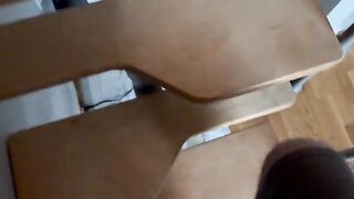A girl sits on the guy’s dick, moving her hips to feel his cock deeper