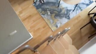A girl sits on the guy’s dick, moving her hips to feel his cock deeper