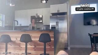 A cute girl in a dress takes off her clothes, driving her boyfriend crazy